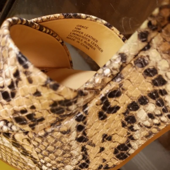 Kate Spade leather vellum snake print chunky heeled sandals 10 - Picture 5 of 12